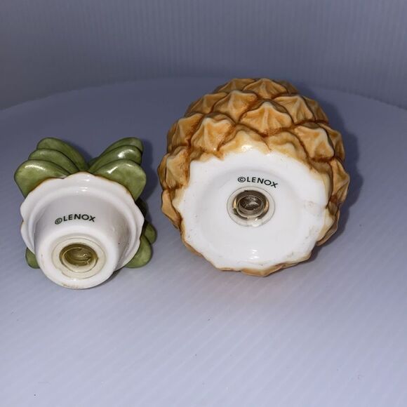Lenox Rare Vintage Pineapple Salt & Pepper Shaker Tan & Green EUC - Picture 6 of 11